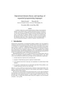 Operational domain theory and topology of sequential programming languages Mart´ın Escard´o Weng Kin Ho