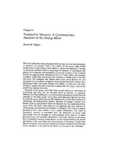 Chapter 9  Transactive M.emory: A Contemporary Analysis of the Group Mfnd Daniel M Wegner