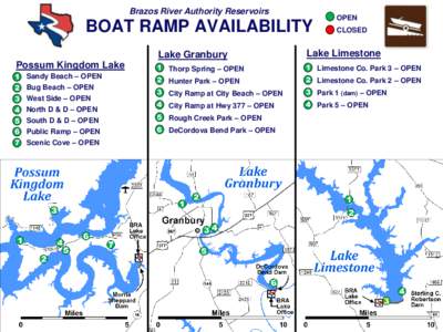 Brazos River Authority Reservoirs  BOAT RAMP AVAILABILITY Possum Kingdom Lake 1 2