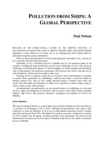 Pollution from ships : a global perspective (in: Environmental crime : proceedings of a conference held 1-3 September 1993, Hobart)