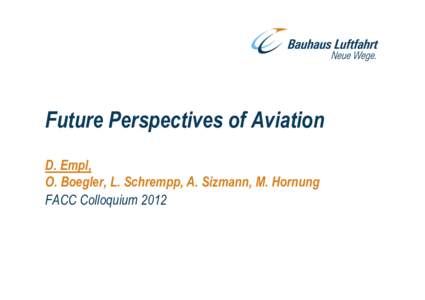 Future Perspectives of Aviation D. Empl, O. Boegler, L. Schrempp, A. Sizmann, M. Hornung FACC Colloquium 2012  Agenda