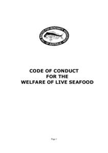 CODE OF CONDUCT FOR THE WELFARE OF LIVE SEAFOOD Page 1