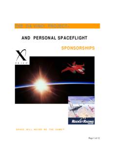 THE DA VINCI PROJECT ® AND PERSONAL SPACEFLIGHT SPONSORSHIPS SPACE