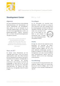 Development	
  Center	
    Haupttitel	
   Allgemein	
  