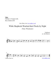 Clar: Clarinet or Trumpet in Bb, Bass Clarinet in Bb Sheet Music from www.mfiles.co.uk  While Shepherds Watched their Flocks by Night