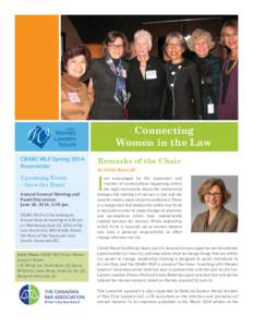 Connecting Women in the Law CBABC WLF Spring 2014 Newsletter  Remarks of the Chair