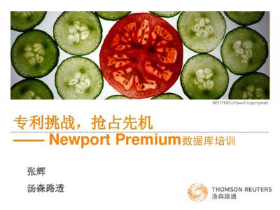 专利挑战，抢占先机 —— Newport Premium数据库培训 张辉 汤森路透  培训主题列表