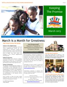 NEWS & UPDATES FROM EASTSIDE PROMISE NEIGHBORHOOD  Issue 2 Keeping The Promise