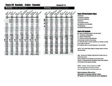 Route 56 Honolulu - Kailua - Kaneohe	 			  A B