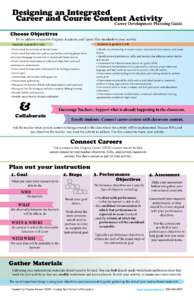 Designing an Integrated Career and Course Content Activity Career Development Planning Guide  Choose Objectives