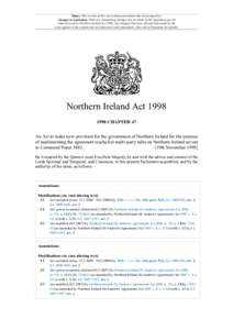 Status: This version of this Act contains provisions that are prospective. Changes to legislation: There are outstanding changes not yet made by the legislation.gov.uk editorial team to Northern Ireland ActAny cha