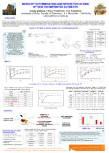 MERCURY DETERMINATION AND SPECIATION IN WINE BY NEW ION-IMPRINTED SORBENTS Ivanka Dakova, Tanya Yordanova, Irina Karadjova University of Sofia, Faculty of Chemistry, 1 J. Bourchier, 1164 Sofia  