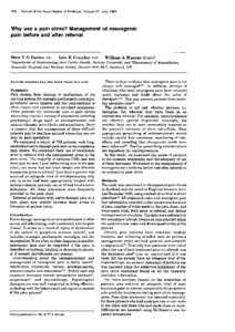 382  Journal of the Royal Society of Medicine Volume 87 July 1994 Why use a pain clinic? Management of neurogenic pain before and after referral