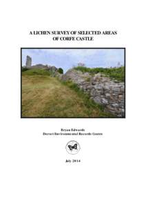 A LICHEN SURVEY OF SELECTED AREAS OF CORFE CASTLE Bryan Edwards Dorset Environmental Records Centre