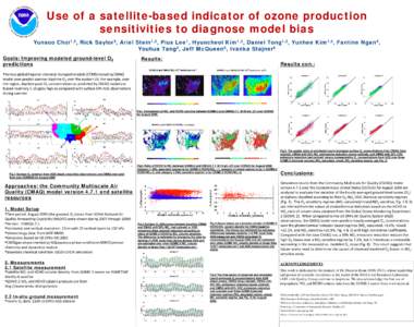 Use of a satellite-based indicator of ozone production sensitivities to diagnose model bias Yunsoo Choi1,2, Rick Saylor3, Ariel Stein1,2, Pius Lee1, Hyuncheol Kim1,2, Daniel Tong1,2, Yunhee Kim1,2, Fantine Ngan4, Youhua 