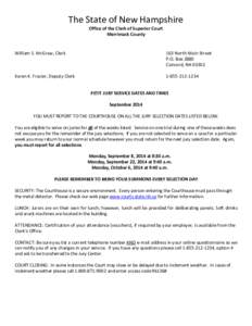 The State of New Hampshire Office of the Clerk of Superior Court Merrimack County William S. McGraw, Clerk