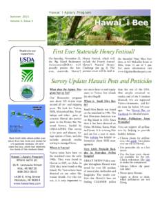 Hawai`i Apiary Program Summer 2013 Hawai`i Bee  Volume 2, Issue 3