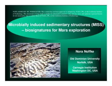 Geology / Biology / Sedimentology / Earth / Petrology / Astrobiology / Sedimentary structures / Sedimentary rock / Biofilm / Microbially induced sedimentary structure / Microbial mat / Biosignature