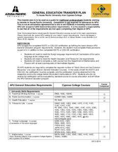 Knowledge / Azusa Pacific University / Intersegmental General Education Transfer Curriculum / Articulation / Transfer credit / Course credit / Academia / Education / Academic transfer