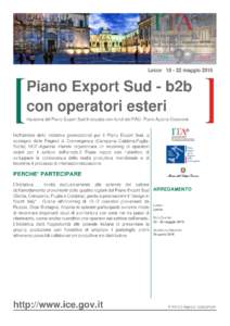 Piano Export Sud - b2b con operatori esteri Lecce Offerta ICE-Agenzia  EDIZIONE PRECEDENTE