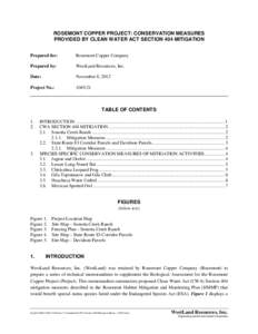 ROSEMONT COPPER PROJECT: CONSERVATION MEASURES PROVIDED BY CLEAN WATER ACT SECTION 404 MITIGATION Prepared for: Rosemont Copper Company