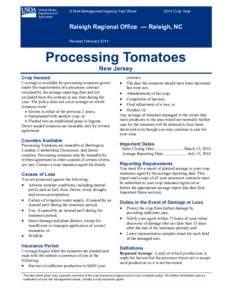 Processing Tomato Crop Insurance in New Jersey