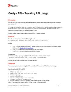 Qualys(R) Tracking API Usage