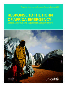 Regional three-month Progress Report t OctoberRESPONSE TO THE HORN OF AFRICA EMERGENCY A CRISIS AFFECTING LIFE, LIVELIHOODS AND WAYS OF LIFE