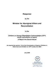 Response by the Minister for Aboriginal Affairs and Reconciliation to the