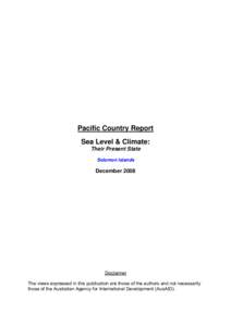 Pacific Country Report Sea Level & Climate: Their Present State Solomon Islands  December 2008