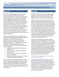 HOME VISITATION DEMONSTRATION GRANT: EVALUATION UPDATE  Preliminary Findings from Baseline Interviews and Focus Groups Overview  Strengths