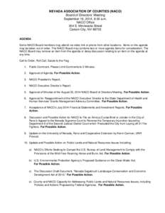 NEVADA ASSOCIATION OF COUNTIES (NACO) Board of Directors’ Meeting September 19, 2014, 9:30 a.m. NACO Office 304 S. Minnesota Street Carson City, NV 89703