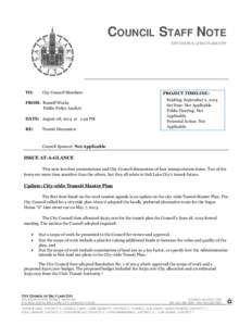 COUNCIL STAFF NOTE CITY COUNCIL of SALT LAKE CITY TO:  City Council Members