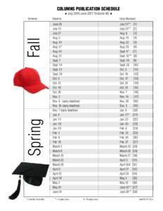 COLUMNS PUBLICATION SCHEDULE ♦ July 2016-JuneVolume 44] ♦ Semester		Deadline							Issue [Number]