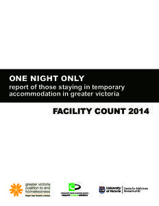 ONE NIGHT ONLY  report of those staying in temporary accommodation in greater victoria  FACILITY COUNT 2014