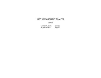 HOT MIX ASPHALT PLANTS LIST I-5 APPROVAL DATE: REVISION DATE:  [removed]