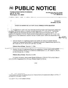 Federal Communications Commission 445 lzthSt., S.W. Washington, D.C[removed]News Media Information[removed]Internet: http:llwww.fcc.gov