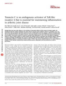 Immune system / Extracellular matrix proteins / Rheumatology / Glycoproteins / Rheumatoid arthritis / Hyaluronan / Toll-like receptor / Lipopolysaccharide / Tumor necrosis factor-alpha / Biology / Anatomy / Cytokines