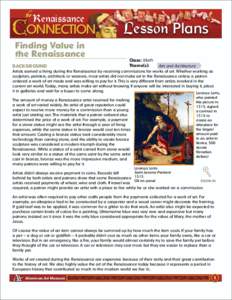 Renaissance  ONNECTION Finding Value in the Renaissance