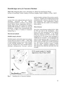 Harmful algae survey in Vancouver Harbour Tian YAN, Mingjiang Zhou, Jun Li, Rencheng Yu, Zhijun Tan and Fengyun Wang Institute of Oceanology, Chinese Academy of Sciences, Qingdao, People’s Republic of China[removed]Int