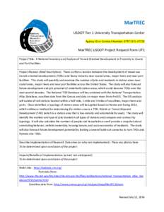 MarTREC USDOT Tier 1 University Transportation Center Agency ID or Contract Number: DTRT13-G-UTC50 MarTREC USDOT Project Request Form UTC Project Title: A National Inventory and Analysis of Transit Oriented Development i