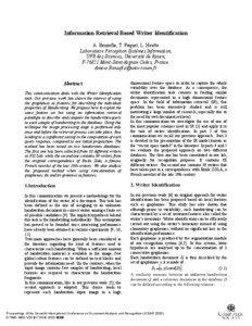 Information Retrieval Based Writer Identification A. Bensefia, T. Paquet, L. Heutte Laboratoire Perception Systèmes Information,