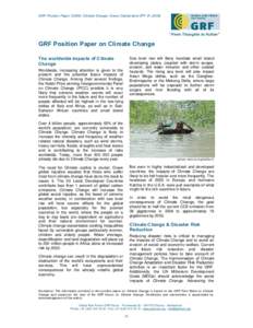 GRF Position Paper (2009): Climate Change, Davos Switzerland (PP[removed])  “From Thoughts to Action” GRF Position Paper on Climate Change The worldwide impacts of Climate