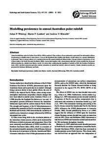 Hydrology and Earth System Sciences, 7(2), 197–)  © EGU Modelling persistence in annual Australian point rainfall  Modelling persistence in annual Australian point rainfall