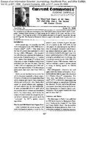 Essays of an Information Scientist: Journalology, KeyWords Plus, and other Essays, Vol:13, p.227, 1990 Current Contents, #26, p.5-17, June 25,1990