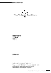 ELECTRICITY SYSTEM CODE  ELECTRICITY SYSTEM CODE