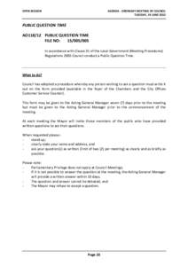 Agenda of Ordinary Meeting of Council - 19 June 2012
