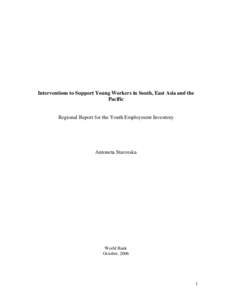 Interventions to Support Young Workers in South, East Asia and the Pacific: Regional Report for the Youth Employment Inventory