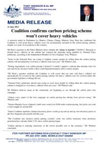 Tony Windsor / Climate change policy / Emissions trading