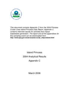 Appendix C, 2004 Princess Cruise Lines Island Princess Data Report